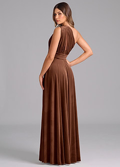 Azazie Charlize Jurken voor bruidsmeisjes Jurk van flueel met A-lijn One-shoulder Omber image2