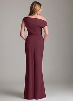 Azazie Emerson Bridesmaid Dresses Cabernet Sheath Off the Shoulder Chiffon Dress image4