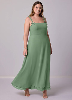 Barbie ♥ Azazie Brautjungfernkleider A-Linie Plissee Chiffon Kleid Matcha image10