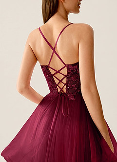 Mosaic Burgundy Ruffle Prom Dress image6