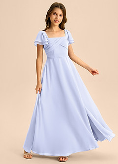 Azazie Azey Junior Lavender A-Line Ruched Chiffon Dress image4