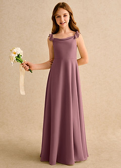 Azazie Puppy Girls Formal Flower Girl Dresses Amethyst A-Line Pleated Chiffon Dress image4