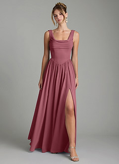 Azazie Novi Bridesmaid Dresses Desert Rose A-Line Pleated Chiffon Dress image1