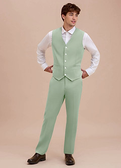 front Ethan Dusty Sage Refined Weave Suit Vest