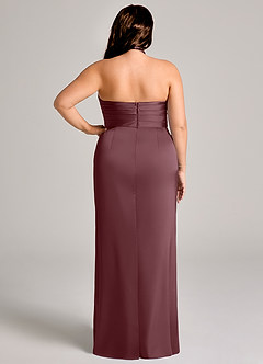 Azazie Jemma Bridesmaid Dresses Sangria Sheath Pleated Stretch Satin Dress image12