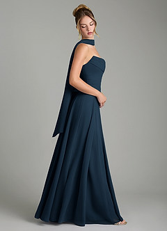 Azazie Gabriela Vestidos de madrinha de casamento Vestido Azul Marinho de Chiffon de Linha A com Corpete image3
