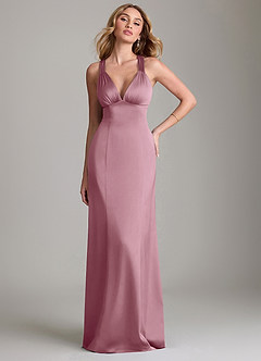 Azazie Cemion Bridesmaid Dresses Vintage Mauve A-Line Stretch Satin Dress image1