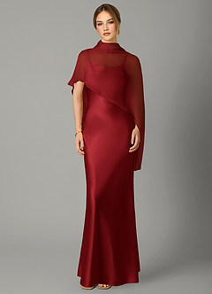Azazie Jaleesa Bridesmaid Dresses Scarlet A-Line High Neck Stretch Satin Dress image1