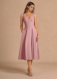 Delyla Light Pink Button-up Midi Dress image2