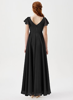 Azazie Caria Junior Black A-Line Pleated Chiffon Dress image4