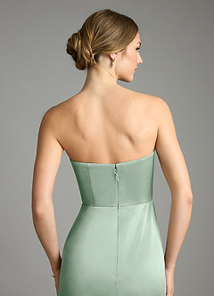 Azazie Wren Bridesmaid Dresses Agave A-Line Strapless Stretch Satin Convertible Dress image6