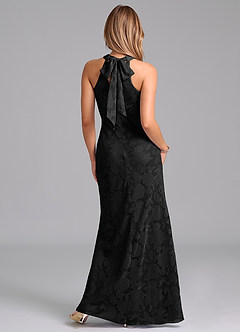 Azazie Doretta Bridesmaid Dresses Black Mermaid Pleated Floral Burnout Dress image6