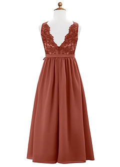 Azazie Elly Junior Auburn A-Line Lace Chiffon Dress image7