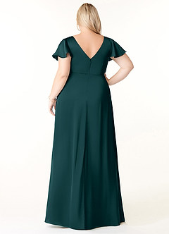 Azazie Soren Bridesmaid Dresses Pine A-Line Pleated Stretch Satin Dress image9
