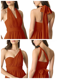 Azazie Olani Vestidos de damas de honor Vestido de Pimenton de Gasa de Corte en A Convertible con Vestidos sin tirantes image2
