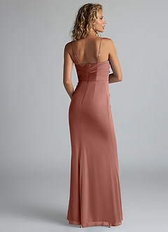 Azazie Teyana Final Sale Burgundy Sheath Square Neckline Pleated Mesh Dress image2