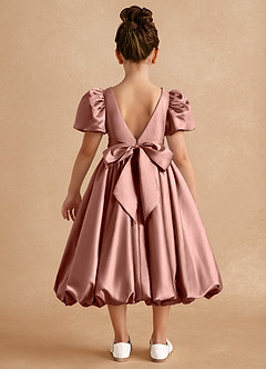 Azazie Jellybean Blumenmädchenkleider Ballkleid Gestreift Matte Satin Kleid Zedernrose image2