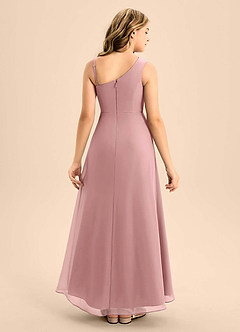 Azazie Brooke Junior Vestido de Rosa Polvorienta de Gasa de Corte en A con Corte Lateral image2