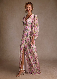 Azazie Marlo Moeder van de bruid jurken A-Lijn Jurk van Chiffon Geplooid Lavendel Bloemig image2