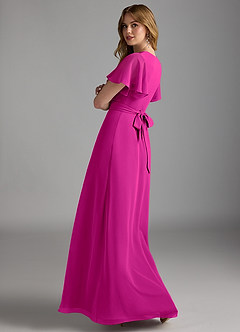 Azazie Zaniah Bridesmaid Dresses Fuchsia A-Line Chiffon Dress image7