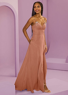 Barbie ♥ Azazie Robes de demoiselle d'honneur Robe Trapèze en Mousseline de soie avec poches Mai Tai image4