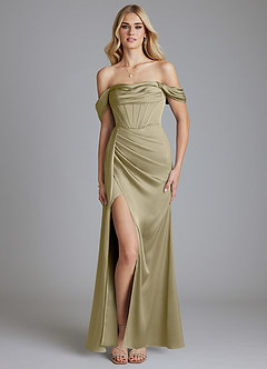 Azazie Amyra Bridesmaid Dresses Moss Green Mermaid Off the Shoulder Stretch Satin Convertible Dress image9