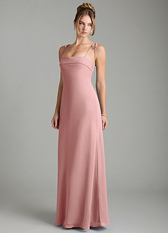 Azazie Ellia Bridesmaid Dresses Dusty Rose A-Line Bow Chiffon Dress image3