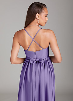Azazie Llana Maternity Bridesmaid Dresses A-Line Stretch Satin Floor-Length Dress with Pockets image4