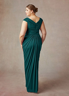 Azazie Lisolette Abiti per la Madre della Sposa Abito Tubino in Maglia Plissettato Verde Pavone image12