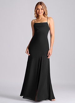 Azazie Grata Bridesmaid Dresses Black Mermaid Pleated Chiffon Dress image3