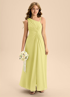 Azazie Brooke Junior Abito A-Line in Chiffon Spacco Laterale Sorbetto Al Limone image3