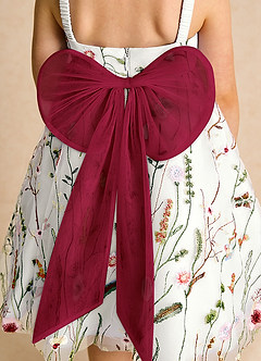 Azazie Peppa Blumenmädchenkleider A-Linie Herzausschnitt Tüll Kleid Elfenbein Burgund image6