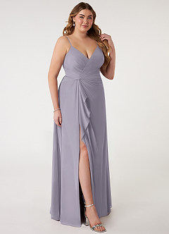 Azazie Emerald Bridesmaid Dresses Fog A-Line Ruffled Chiffon Dress image18