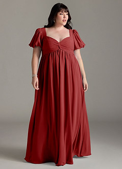 Azazie Madisynn Maternity Bridesmaid Dresses Bow Chiffon Floor-Length Dress image5