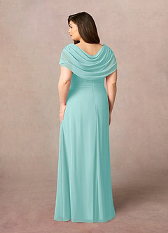 Azazie Mary Mother of the Bride Dresses Aqua A-Line Side Slit Chiffon Dress image8