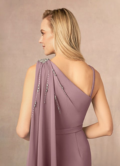 Azazie Gianna Mother of the Bride Dresses Dusty Rose One Shoulder Stretch Crepe Dress image5