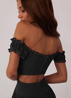 Barbie ♥ Azazie Bridesmaid Dresses Black A-Line Off the Shoulder Chiffon Convertible Dress image6