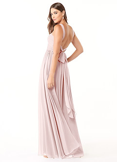 Azazie Dionne Robes de demoiselle d'honneur Robe Trapèze en Mousseline de soie Corset Rose Pâle image5