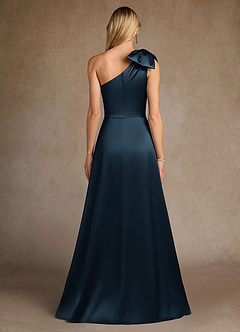 Azazie Easton Moeder van de bruid jurken A-Lijn Jurk van Stretch Satijn One-shoulder Donkere Marine image3