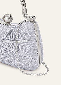 front Glittery Pleated Knot Clutch