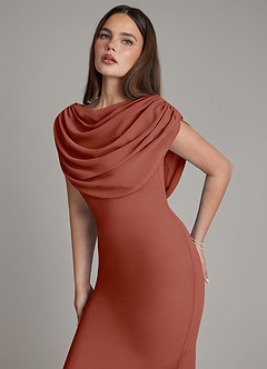 Azazie Hadley Bridesmaid Dresses Auburn Mermaid Pleated Chiffon Dress image6