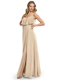 Azazie Jean Bridesmaid Dresses Champagne A-Line Chiffon Convertible Dress image3