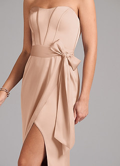 Azazie Jamie Jurken voor bruidsmeisjes Converteerbaar Jurk van Stretch Satijn met A-Lijn Strapless Engelse Roos image7