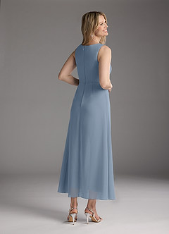 Azazie Anitta Mother of the Bride Dresses Dusty Blue Jumpsuit/Pantsuit Pleated Stretch Crepe Dress image5