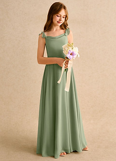 Azazie Puppy Girls Formal Flower Girl Dresses Pistachio A-Line Pleated Chiffon Dress image1