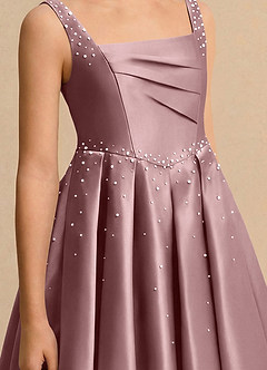 Azazie Jello Junior Formal Flower Girl Dresses Dusty Rose Ball-Gown Pleated Matte Satin Dress image5
