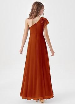 Azazie Arabella Junior Paprika A-Line Ruched Chiffon Dress image6