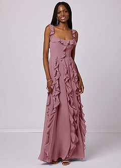Barbie ♥ Azazie Bridesmaid Dresses Vintage Mauve A-Line with Pockets Chiffon Dress image3