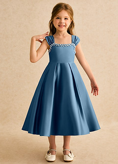 Azazie Yosemite Jurken voor bloemenmeisjes Baljurk Jurk van Mat Satijn Sweetheart Halslijn Bermuda image1