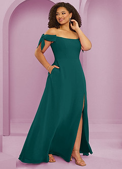 Barbie ♥ Azazie Bridesmaid Dresses Peacock A-Line Off the Shoulder Chiffon Convertible Dress image6